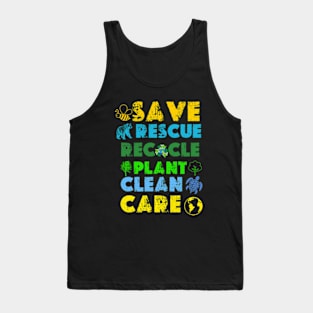 Save Bees Rescue Animals Recycle Plastict Earth Day 2024 Tank Top